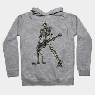 Skeleton Playing Guitar for Rock Music Lover Present and Hardcore Music Fan Gift Hoodie